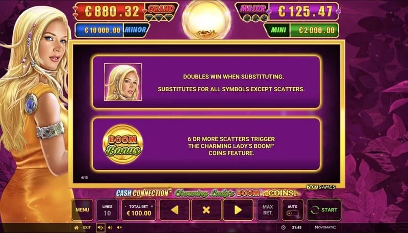 Cash Connection - Charming Lady's Boom Coins - Awal ronde Boom Coins di kisi 7×5