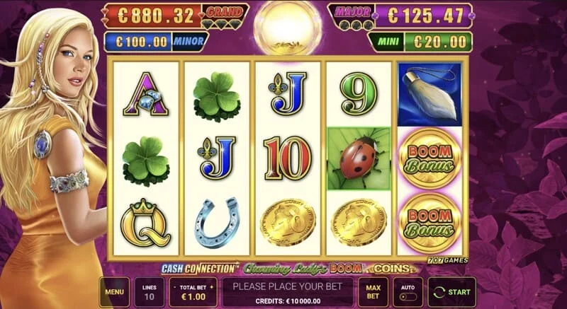 Cash Connection - Charming Lady's Boom Coins - kisi 5×3 dengan simbol keberuntungan